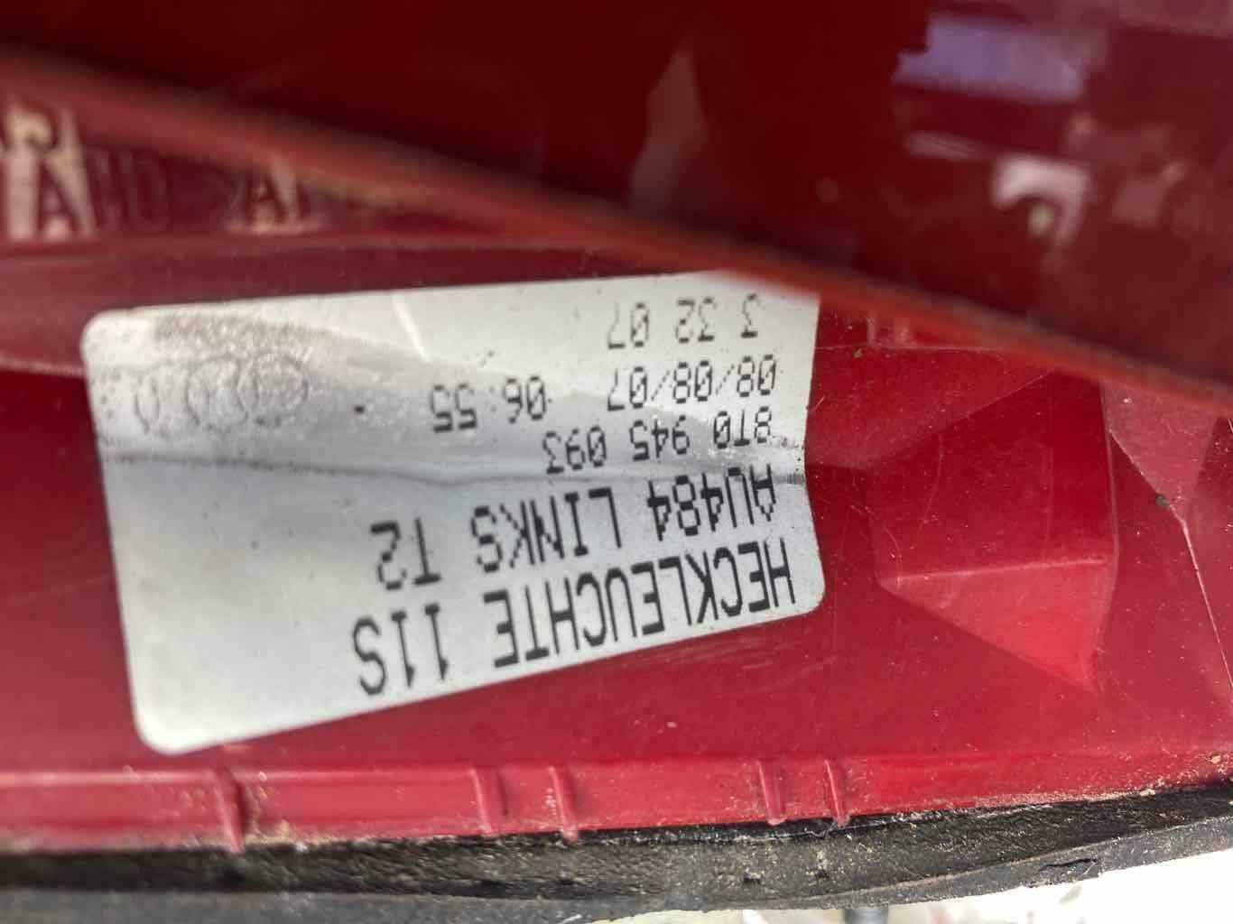 Tail Light Assembly AUDI S5 Left 08 09 10 11 12 13 14 15 16
